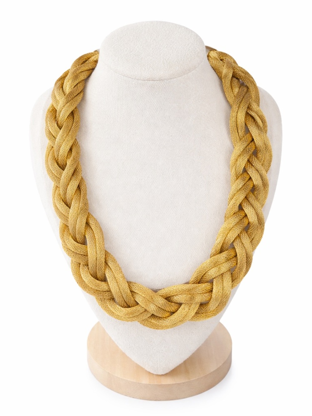 Vintage Gold Tone‎ Mesh Braided Statement Necklace